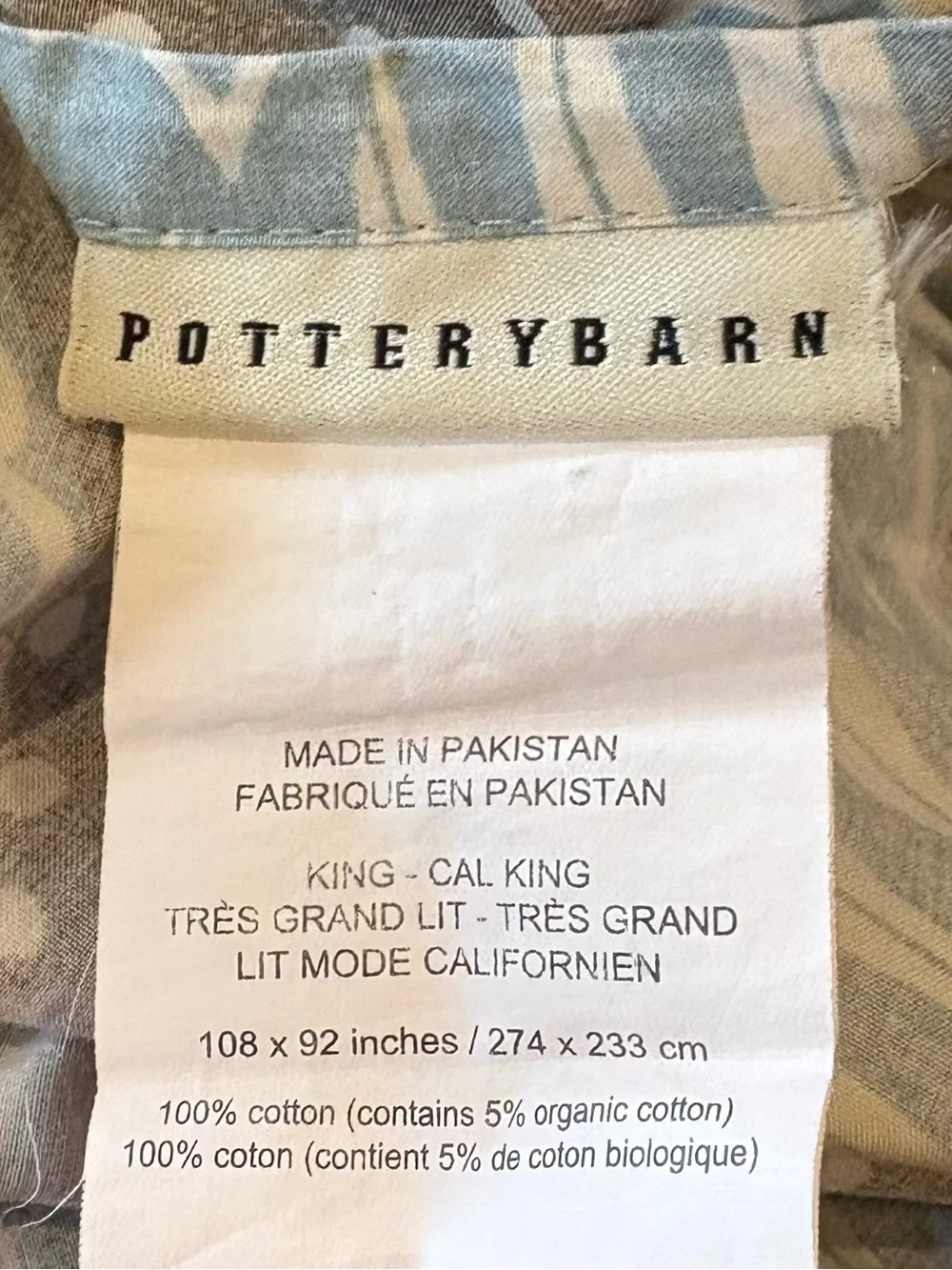 Pottery Barn Sydney Chevron King Duvet Cover & 2 Sham Bedding Set Cotton Blue
